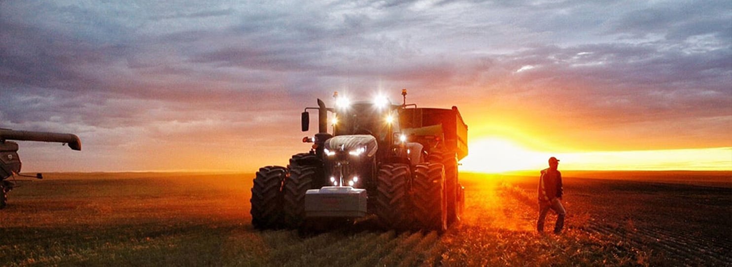 Tractor at sunset